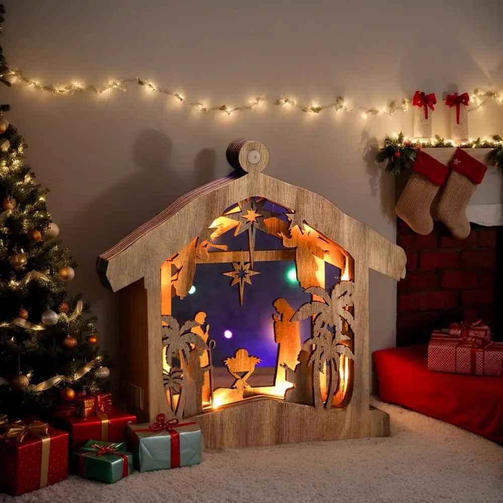 LED Nativity Scene, Wooden Ideas For Christmas, Christmas Ornaments, Christmas Gift DCLAF27